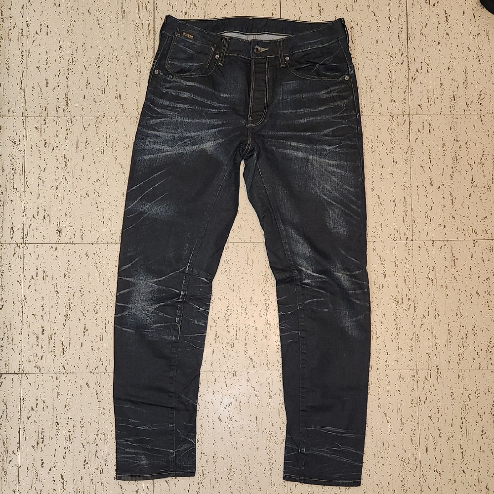 G-Star Raw A Crotch Tapered Blue Acid Washed Big Pocket Denim Jeans